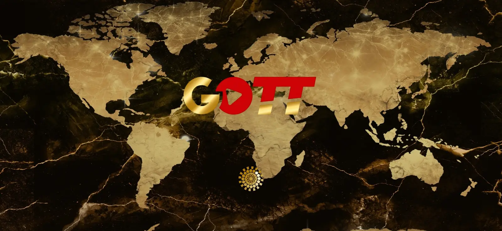 IBOGOLD worldwide server selection screen on a gold world map