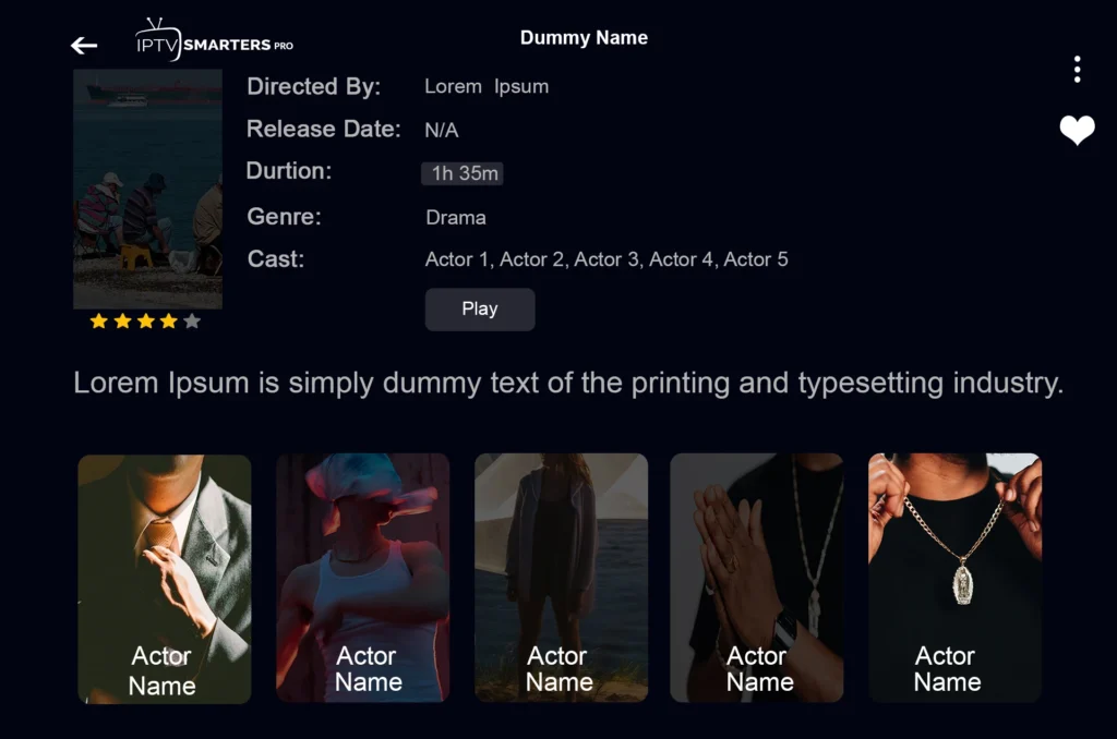 On-demand movie library screen in a player app